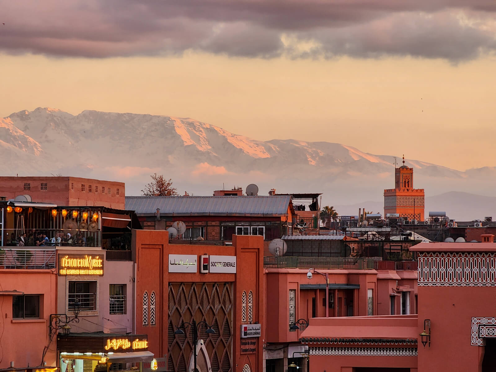 Mountains behind the skyline of Marrakech