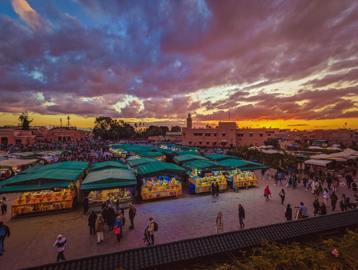 Sunset over Jemma El Fna in Marrakech