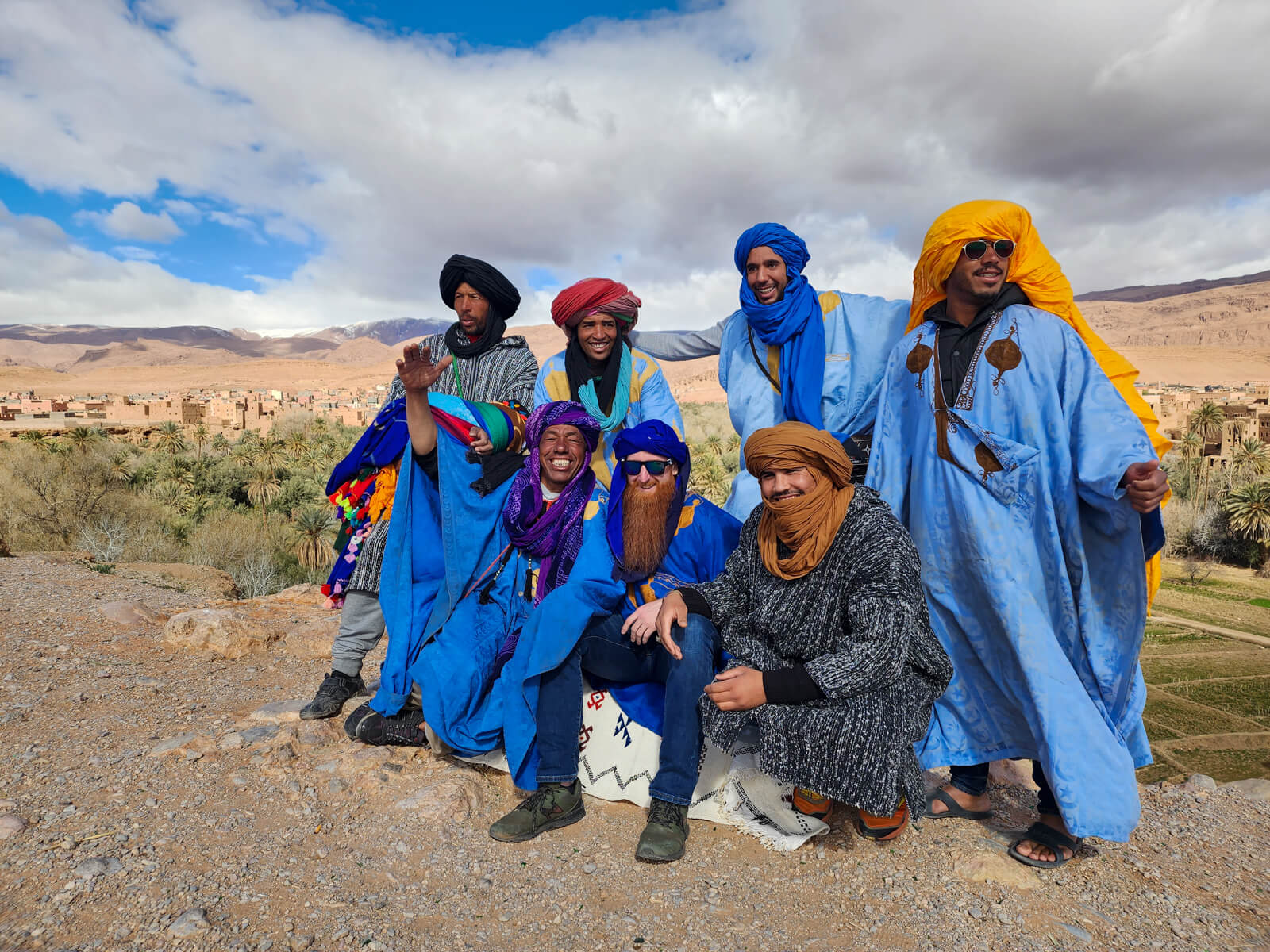 Tourist visiting with locals in Tinghir