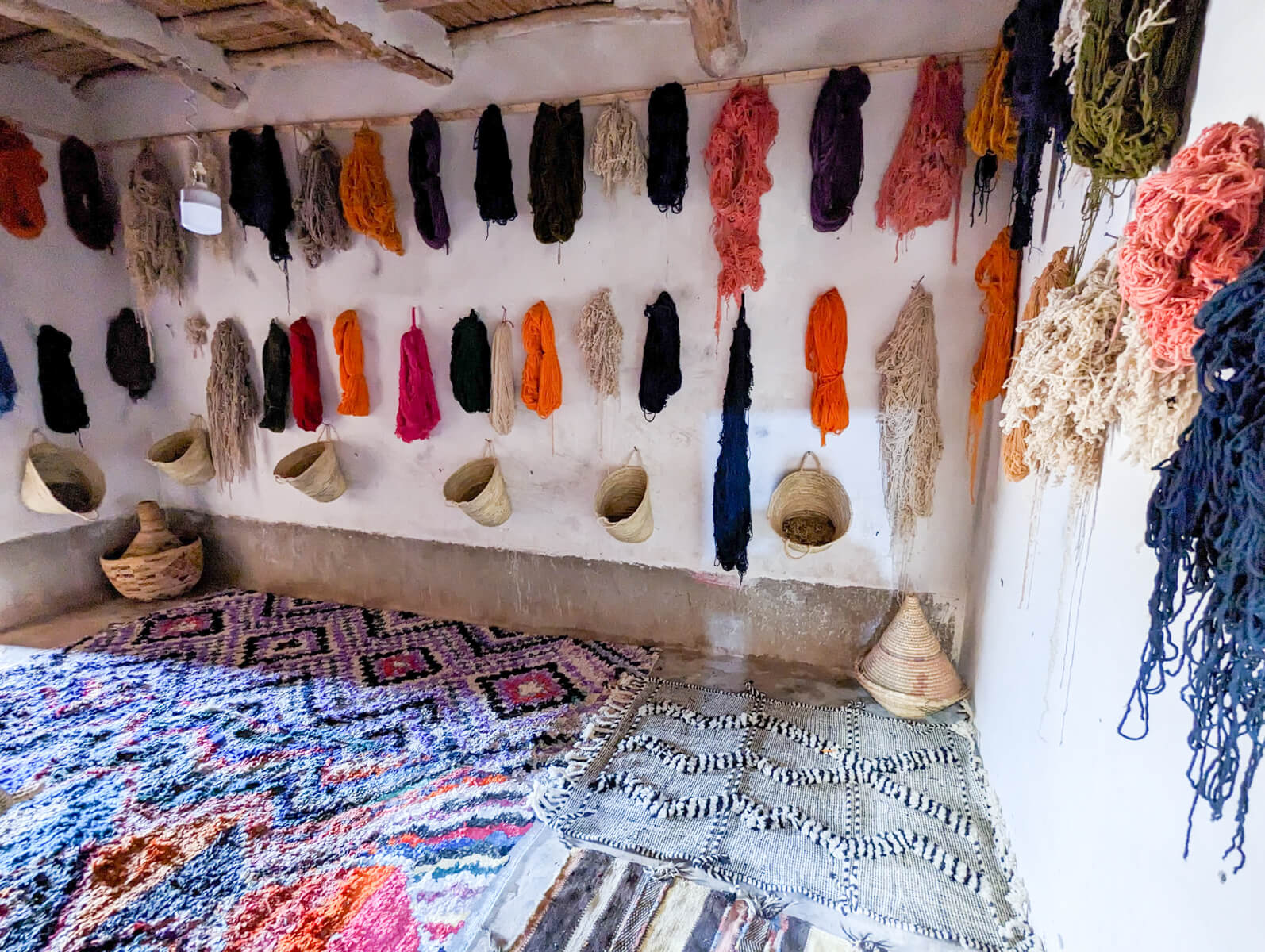 Dyed wool thread in Tazenakht