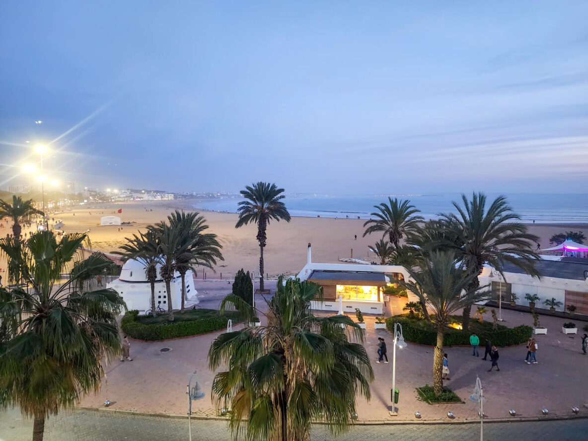 beach in Agadir in the evening