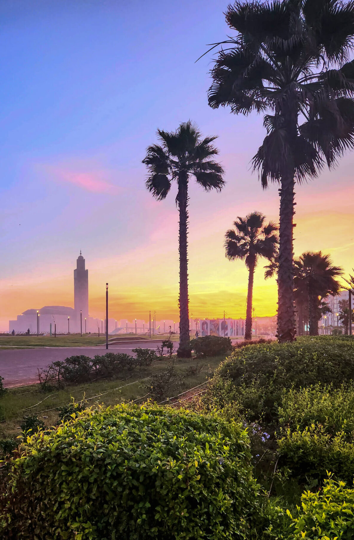 Hassan II Mosque at sunrise in Casablanca