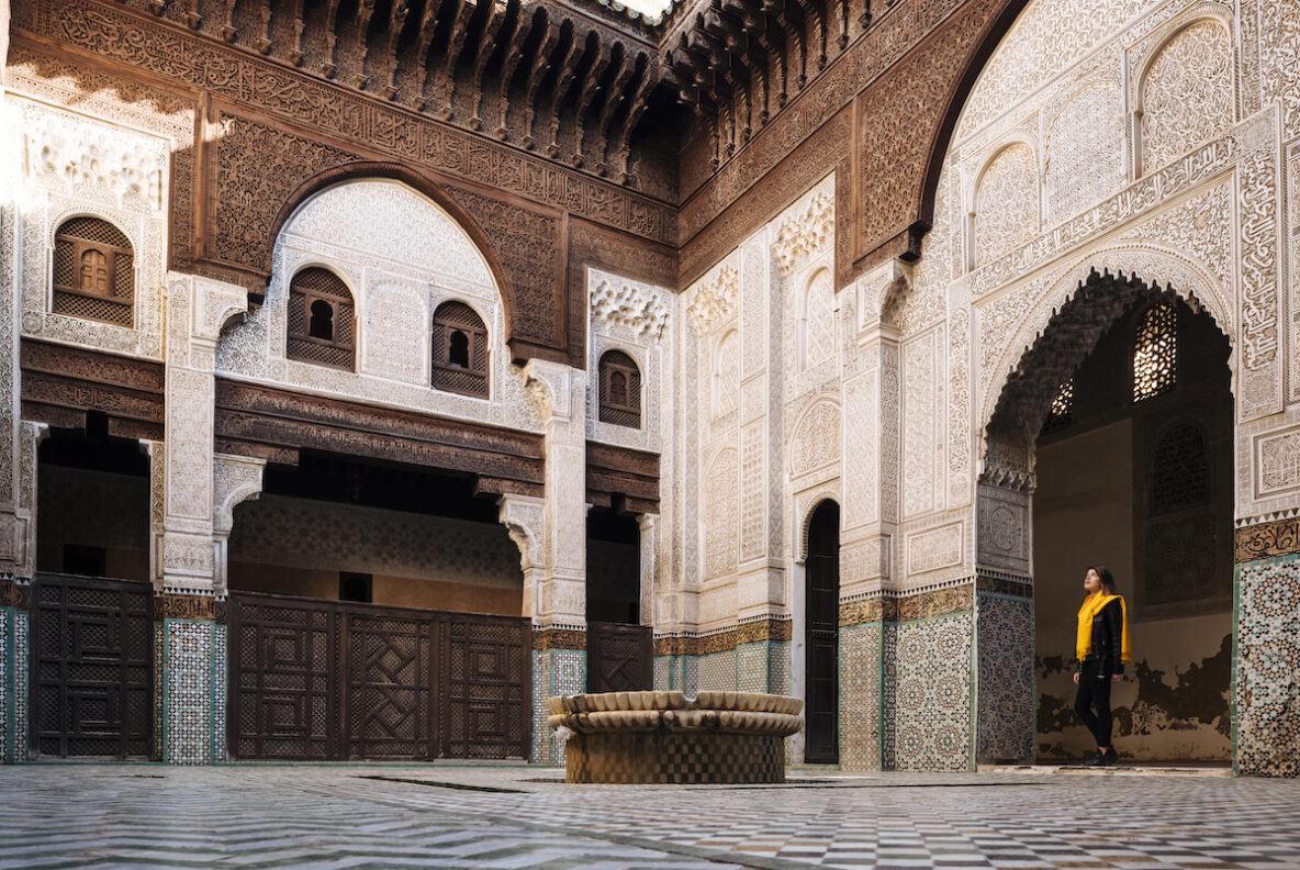 Inside Madrasa Bou Inania in Meknes