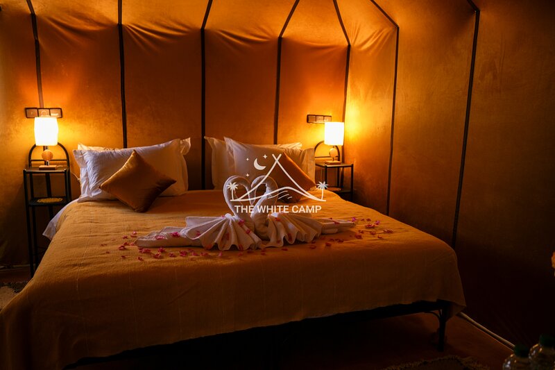 The White Camp in the dunes of Erg Chebbi, Morocco