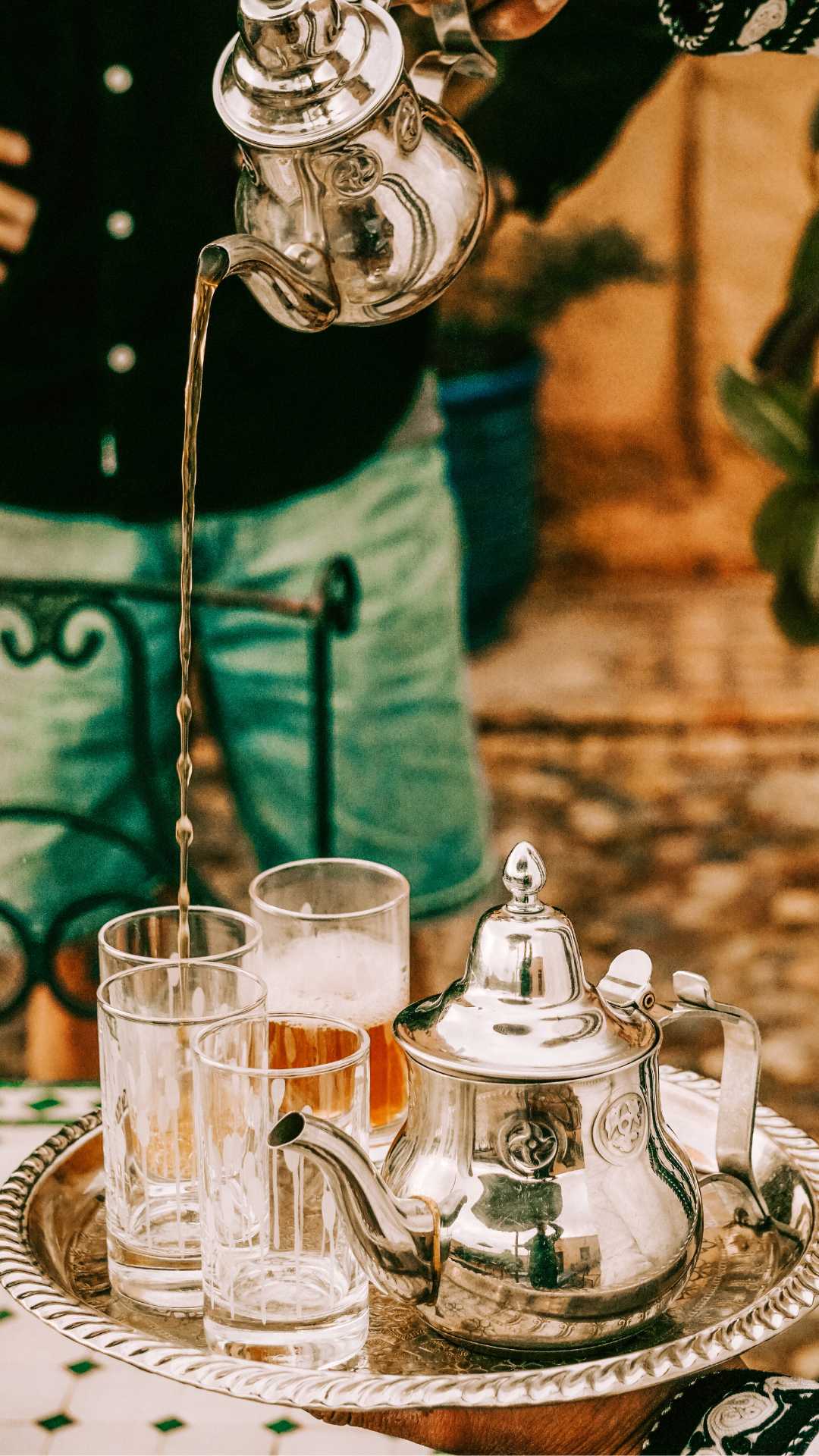 Mint Tea being poured in Morocco